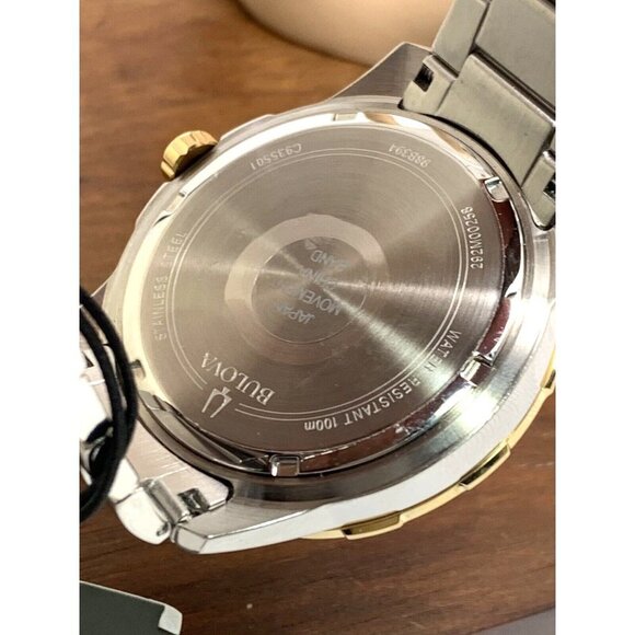 Bulova Men's Watch 98B394 Black Dial Date Quartz Two Tone Stainless Stee… - Picture 6 of 14